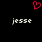 Red pixelated heart symbol above two white 'jesse' text labels on black background.