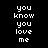Black background with white pixelated text 'you know you love me' on left, two 'ex' and two 'oh' in white, and a blurry yellowish 'gossip girl' at bottom right.
