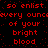 Red pixelated text repeats 'so enlist every ounce of your bright blood' across a black background with scattered red dots.