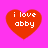 Four red heart shapes on a bright pink background, each containing white text reading "i love abby" in pixelated font.