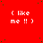 (like me !!) text repeated across a red background with scattered green dots, one gray rectangle visible in bottom-right corner.