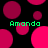 Black background with scattered pink and magenta circles; green text 'Amanda' appears four times in pixelated font.