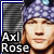 A 4x3 contact sheet of a static animated icon featuring Axl Rose from Guns N' Roses, with varying menu icons on the left side and consistent text below his face across all frames.
