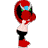 Pixelated character with red boxing gloves, black shorts, and a red mask with blue and green accents in a fighting pose.