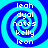 Four identical spiral-patterned icons with blue and cyan hues display text listing names and 'hates' in white pixelated font.
