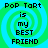 Four identical display 'Pop Tart is my BEST FRIEND' text over a green and cyan spiral background with pixelated font
