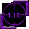 Animated contact sheet of 25 frames showing a circular purple reticle icon with text variations transitioning from 'LTU' to 'DELTA' and finally 'DELTA SQUAD' across multiple animation states.