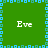 Green background with blue pixelated border and four instances of the text 'Eve' in white, arranged symmetrically.