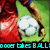 A pixelated soccer player in red jersey and blue shorts holds a white-and-blue ball on green grass, with text reading "SOCCER TAKES BALL" visible.