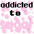 Pixelated text animation with pink floral background showing "addicted to sugar" in varying colors and opacities across two frames.