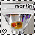 Animated contact sheet of a martini glass icon with changing heart symbols and text colors across frames.
