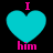 Four cyan hearts with pink text 'I' above and 'him' below, arranged in a on black background, with subtle pixelation differences between top-left and top-right hearts