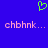 A blue background with a green pixelated heart symbol above two identical lines of pink text reading 'chbhnk...'