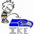 Pixelated character with white hair and brown eyes holds a blue object, standing above gray text on white background.