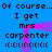 Blue background with black text repeating 'Of course... Of course...', 'I get', 'mrs carpenter', and ':((:::((:((', with pink glowing vertical lines shifting position between frames.