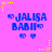 A static image with a bright pink background featuring six identical blue text blocks reading "JALISA BABII" surrounded by small heart symbols and yellow star accents.