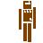 Static pixel art icon of a brown blocky humanoid figure with segmented limbs and head, set against a light background with faint pastel pixels.