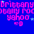 Blue background with repeating pink text 'brittany', 'footally', 'yahoo', and 'xD' with small blue stars scattered throughout.