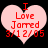 Two identical heart-shaped icons with red text reading "I Love Jarred 3/12/05" on a black background, each with a light pink heart shape.