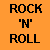 Static pixel art icon with bold black text 'ROCK 'N' ROLL' on solid orange background.