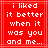 Red background with white pixelated text reading 'i liked it better when it was you and me...' in a