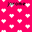 Pixelated pink background with white heart shapes and repeated black text "jorome" in a retro digital style.