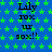 Blue background with green star pattern, repeated text "Lily rox ur sox!!" in black font across multiple