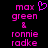 Pixelated text and symbols in pink on black background, with a heart symbol above 'max' in the left view.