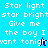 Pixelated text in white on blue backgrounds with a small animated star icon moving across the image.
