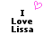 A pixelated graphic with black text reading "I Love Lissa" and a pink heart symbol above the text.