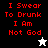 Red pixelated text "I Swear To Drunk I Am Not God" on black, white, and gray backgrounds with a white or black star-shaped cursor icon.
