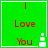 Green background with red text "I Love You" and a white pixelated snowman icon, alternating between two states.