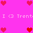 Pixel art icon with pink background, red hearts, and repeated text "I <3 Trent" in white pixelated font.