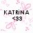 Pixelated icon with black text 'KAT RINA' and '633', pink heart-shaped patterns on white background.