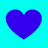 Four solid blue hearts arranged in a on a cyan background, each heart identical and static
