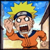 Pixelated character with spiky yellow hair and orange jacket clenches fists near face against blue sky background.