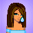 Pixel art of a woman with brown hair and blue earrings, wearing a blue top and patterned skirt, with text reading Silent Tears, Hurt The, and most below.
