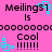 Pixelated text and cyan geometric shapes on a solid pink background, with repeated patterns of 'MeilingsT is Cool !!!!!!!' across the frame.