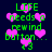 Green pixelated text 'LIFE needs a rewind button...' with pink hearts on dark blue background, animated heart movement.