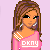 Pixel art contact sheet showing three frames of an animated icon featuring a cartoon woman in pink clothing with "OKNY" text, paired with orange script text reading "Nice & Sexy, Sweet & Single" on light purple background.