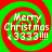 Four identical circular icons with red and green spiral backgrounds display "Merry Christmas" text in white pixelated font over a stylized '3' symbol.