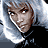 Pixelated character with silver hair and dark clothing, holding a metallic object, displayed in three showing motion blur effects