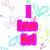 Pixelated icon with pink text 'I Love Ho1' on left, surrounded by pastel hearts and swirls; right side shows a yellow circular object with orange rectangular sections containing unreadable text.