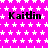 A static image with a bright pink background covered in white star patterns, featuring the repeated text "Kaitin" in black pixelated font across multiple