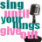 Pixelated text and shovel graphic with color shifts between teal and pink on white background.