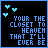 A 3x3 contact sheet of seven animated frames showing a pixel art animation with blue text on black background and light blue hearts, where the word "HEAVEN" changes color across frames.