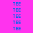 blue 'TEE' text on a pink background with green rectangular highlights in specific positions