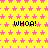 Yellow background with pink star pattern and repeated black text 'WHOA!' in pixelated font.