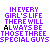 Pixelated text in purple and black on white background, displaying phrases about three special guys with animation changes to specific words