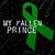 Green ribbon symbol with pixelated text reading 'PRIDE' on a black background.